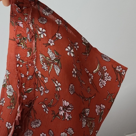 TERRACOTA WHITE FLOWERS MAXI DRESS W OPEN SLEEVES - Picture 5 of 6